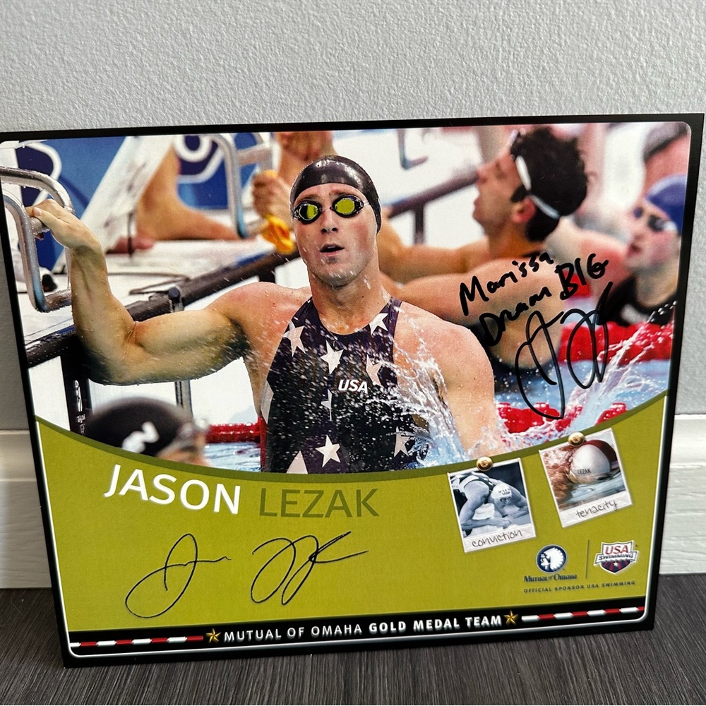 Jason lezak Olympic swimmer autographed poster - like new condition